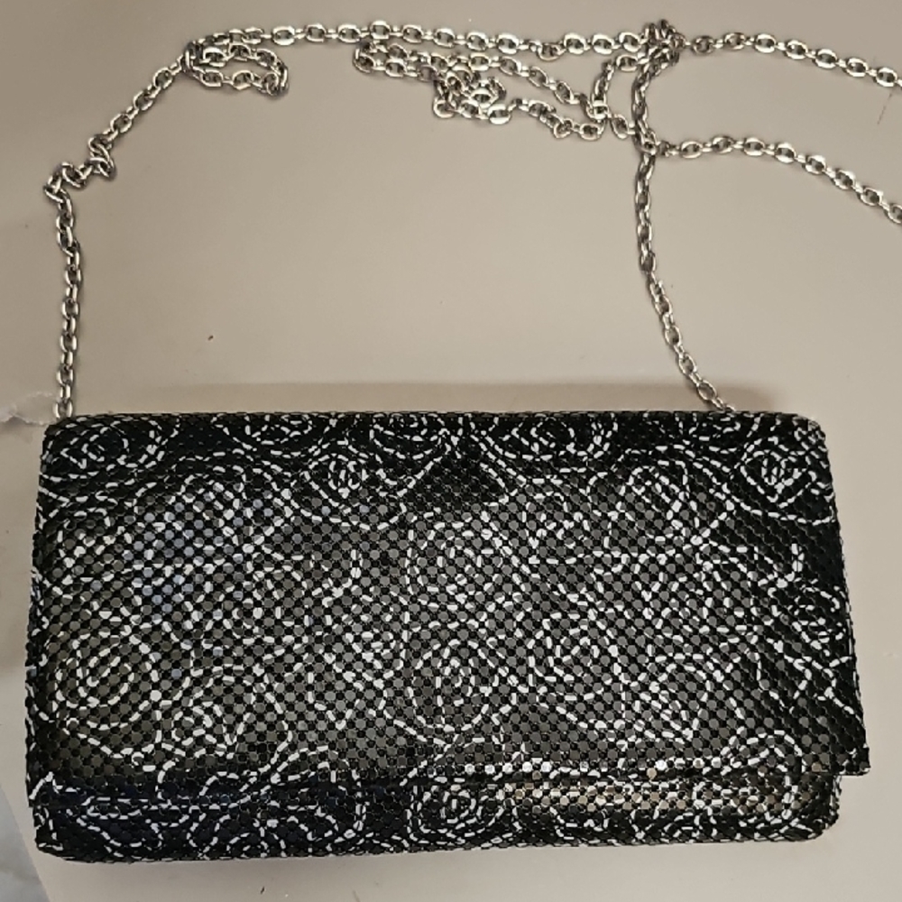 Elegant Black and Silver Clutch Bag By JEssica McClintock